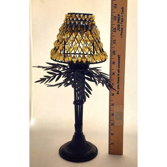 CANDLE HOLDER-Palm Tree-Tea Light-Beaded Shade-Table Stand-Unique-Tropical - Picture 10 of 12